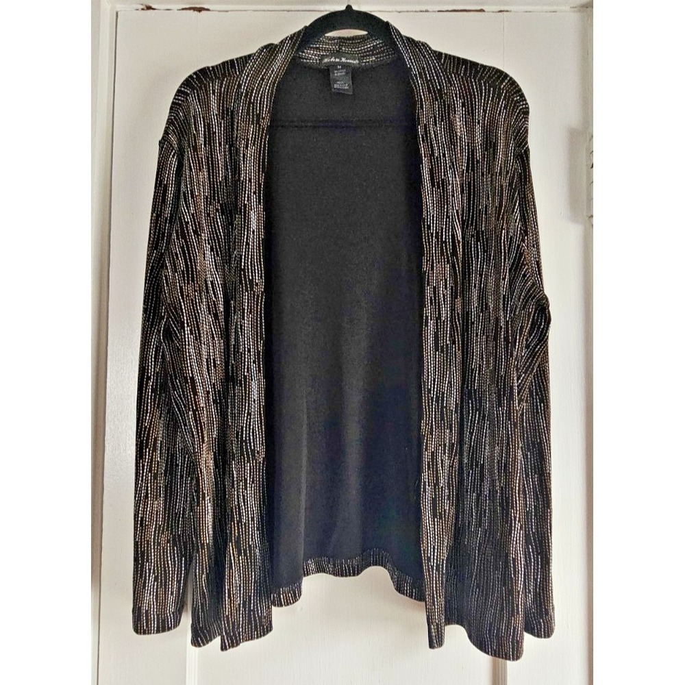 MADE IN HEAVEN USA womens M embossed pinstripe open front cardigan Acetate